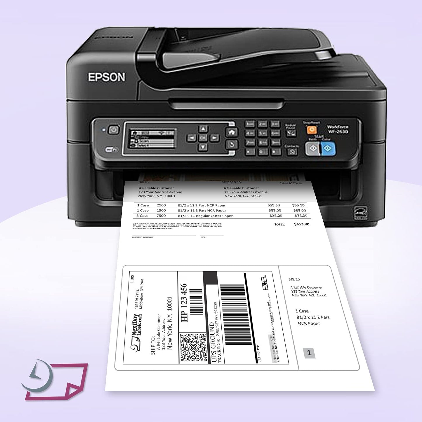Next Day Labels - Integrated Laser Form with Label Combination (6x4 & 2x4 | on Bottom | Case of 1500)