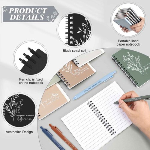 Chiisong 30 Sets Employee Appreciation Gifts Case Management Week Gifts Thank You Spiral Notebook with Sticky Notes Pen Bulk Vet Tech Week Journal for Coworker Teacher Nurse Customer (Bright Color)
