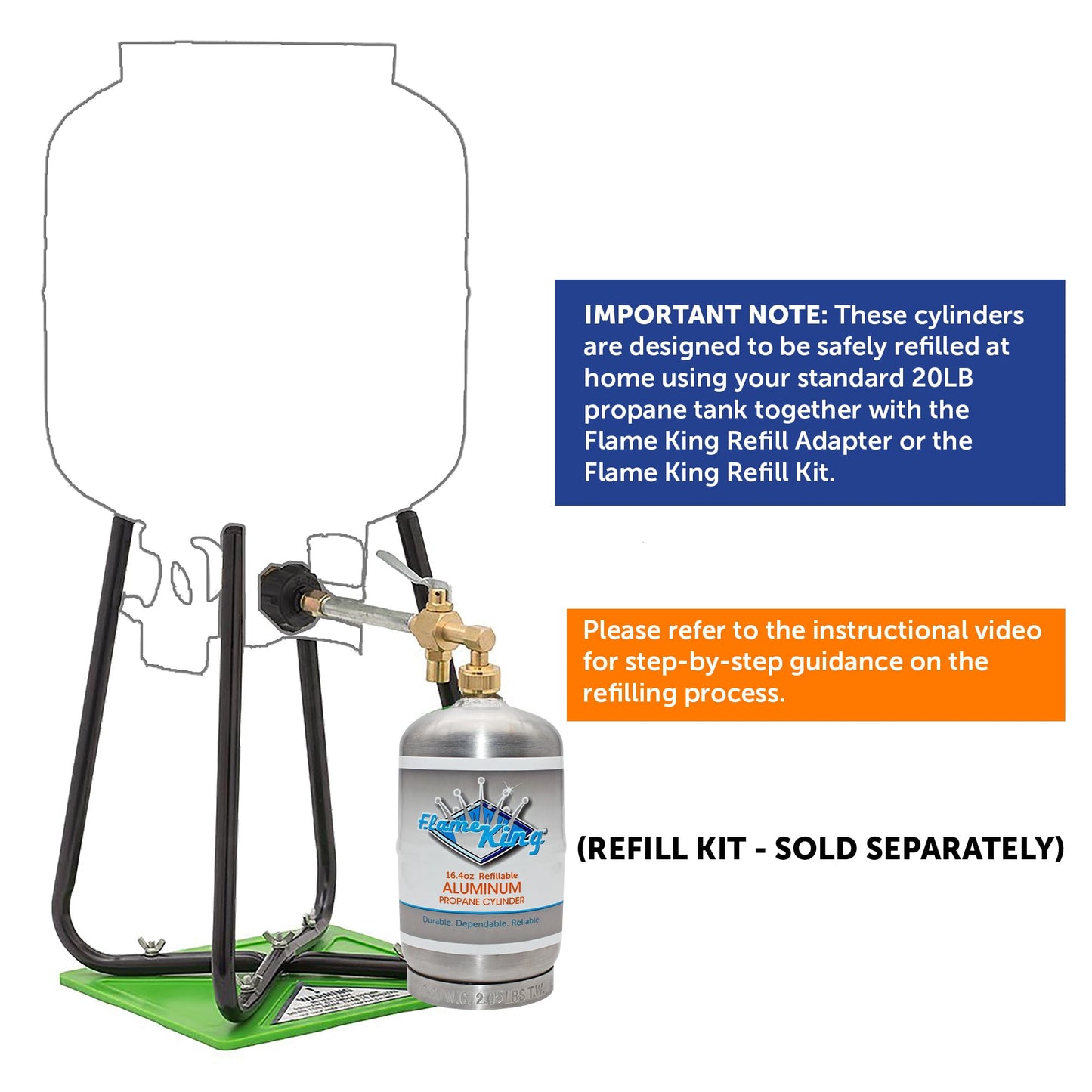 Flame King 1LB Empty Aluminum Propane Cylinder Tank - Corrosion-Resistant and Rust-Free, Great for Camping and Small Appliances