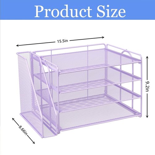 Gianotter 4-Tier Paper Organizer - Stylish Purple Desk Organizer with Magazine Holder & Office Storage Solutions