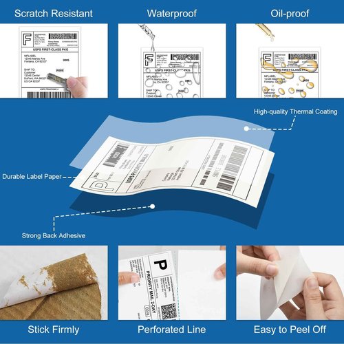 BESTIKER 4”x6” Thermal Labels 4000 Labels, Shipping Label Thermal Paper for Thermal Printers Zebra & Rollo (4 Packs of 1000)