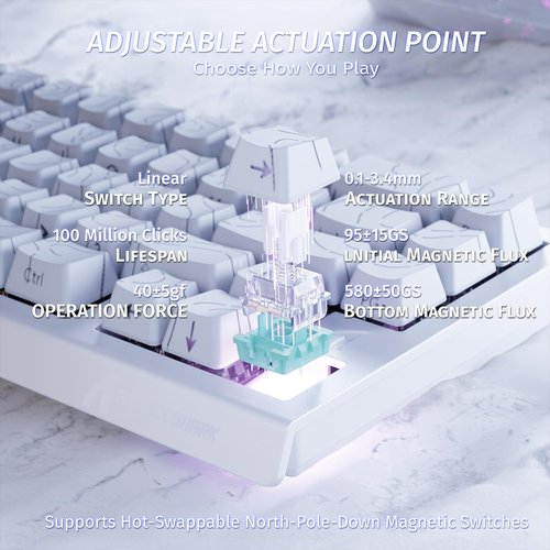 ATTACK SHARK X68 HE Wired Magnetic Keyboard with X3 Wireless Gaming Mouse Combos, 8KHz Rapid Trigger Keyboard, 0.01mm RT Accuracy, 49g Superlight Mouse, PAW3395, 26000 DPI - White Contours