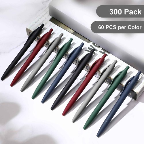 Resholder 300 Pack Black Pens Bulk Retractable No Bleed Click Black Ink Smooth Writing Ballpoint Pens for School Office Supplies, 1.0mm
