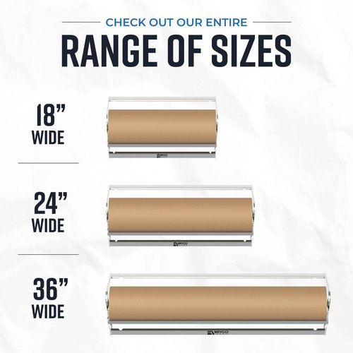 Bryco Goods 24 Inch Paper Roll Dispenser and Cutter, Wall Mountable & Non-Slip Tabletop, Heavy-Duty Steel Frame – Kraft, Butcher, Freezer, Wrapping Paper Holder – for Home, Office, Craft Projects