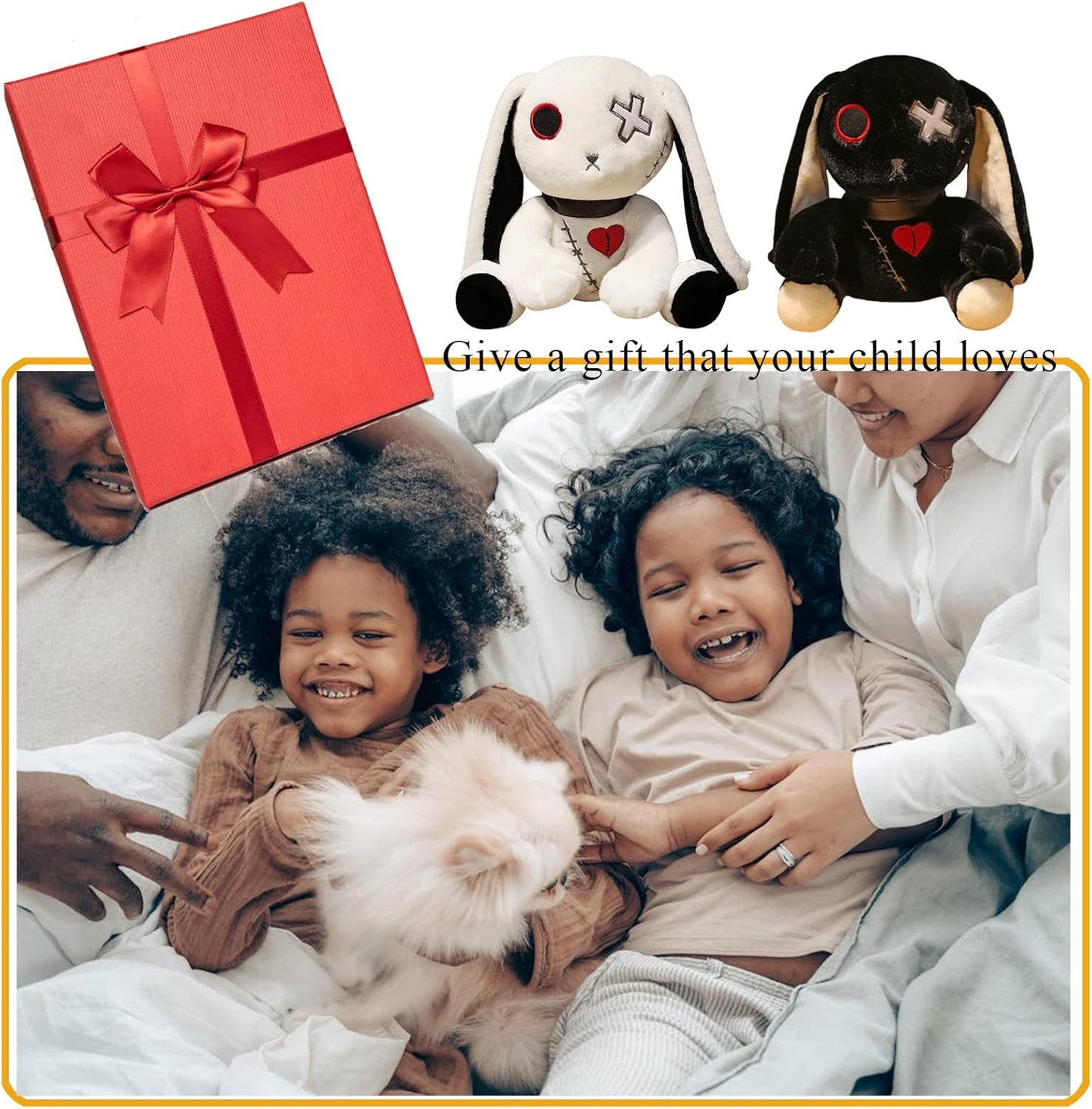Skiennix Rabbit Plush Doll - Scary Standing Stuffed Animal for Halloween, Easter & Birthdays | White