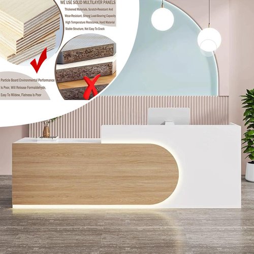 Modern Large Front Reception Desk with Counter - L-Shaped Commercial Receptionist Desk ，for Offices Multi-Functional Reception Table for Cash Registers or Receptions(A1,L70.8in)