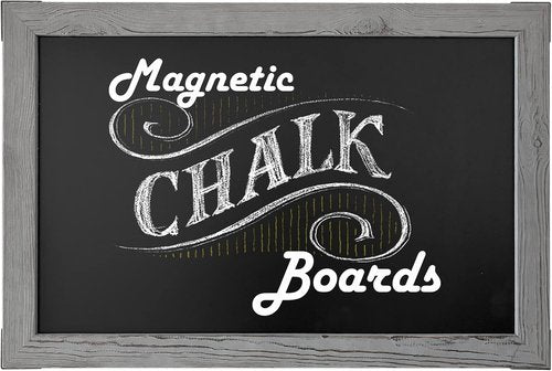Loddie Doddie Magnetic Chalkboard - 20" x 30" Gray Rustic Wood Frame | Versatile Wall Menu & Calendar Display