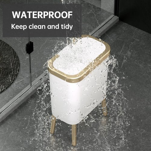 TODAYGO Housewife-Parent Wastebasket: 4 Gallon Trash Can with Lid - Kitchen Bathroom Garbage Bin, Waterproof & Childproof Design, Easter Home Organization (White)
