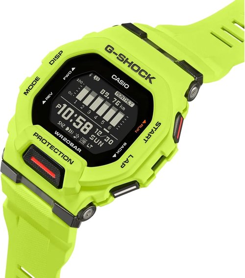 Casio G-Shock G-Squad Move Fitness Watch - Digital Connected, Lime Green Resin Strap, GBD200-9