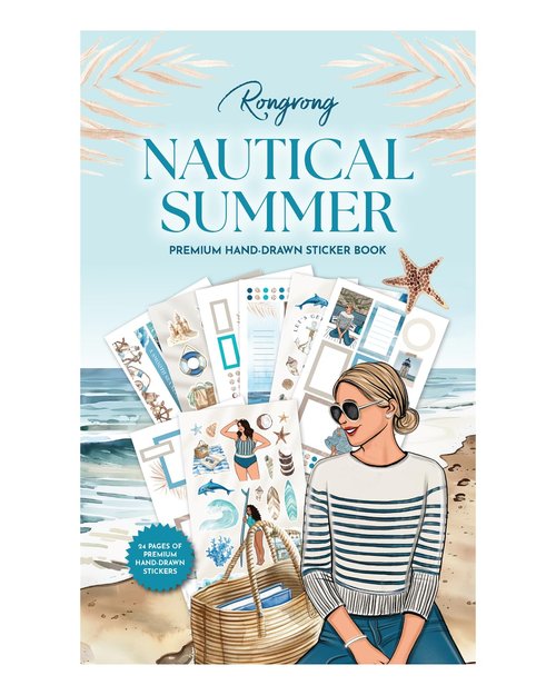 Rongrong Nautical Summer Planner Stickers Book for Planners, Journals, Calendars and Scrapbooks – Hand Drawn Designs – 24 Pages – Beachy, Fun & Functional Summer Planning Stickers