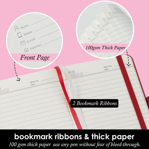 NIRMIRO Mini Pocket Notebooks - 3 Pack A6 Leather Journals with Pen | Black, Red, Green