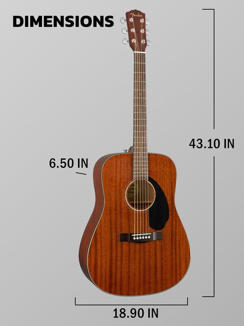 Fender CD-60S Solid Top Dreadnought Acoustic Guitar - All Mahogany Bundle with Gig Bag, Tuner, Strap, Strings, Picks, and Austin Bazaar Instructional DVD