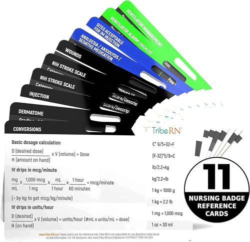 Badge Guru Medical Flash Cards - 11 Essential Reference Cards for Nurses, Doctors & EMTs | ICU/ER
