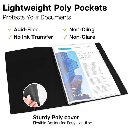 Dunwell Small Presentation Book 5.5x8.5 (12-Pack, Black), 24 Pockets Display 48 Half Size Pages, Plastic Binders with Sleeves, 5.5 x 8.5 Mini Booklets, Acid-Free Poly