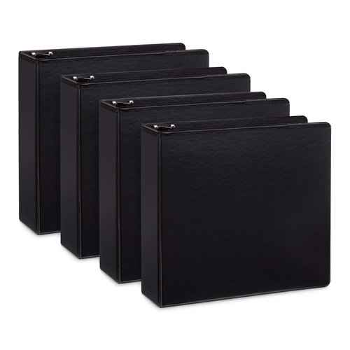3 inch 3 Ring Binders, Rugged Heavy Duty Design for Home, Office, and School, Holds up to 625 Sheets of 8.5 Inch x 11 Inch Paper, Black, 4 Pack