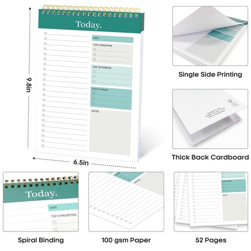 To Do List Pad - To Do List Notebook for Work with 52 Sheets, Undated Daily Planner Perfect for Daily Tasks and Goal Setting, To Do List Notepad Suitable for Office, Home and School