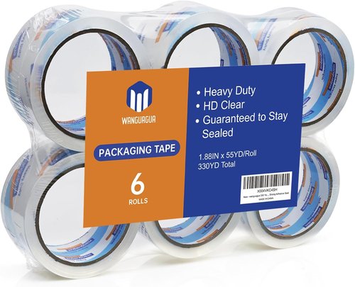 Perforated Bubble Packing Wrap - 12" x 72' | Heavy Duty Packing Tape 1.88" x 55 Yards - 6 Pack