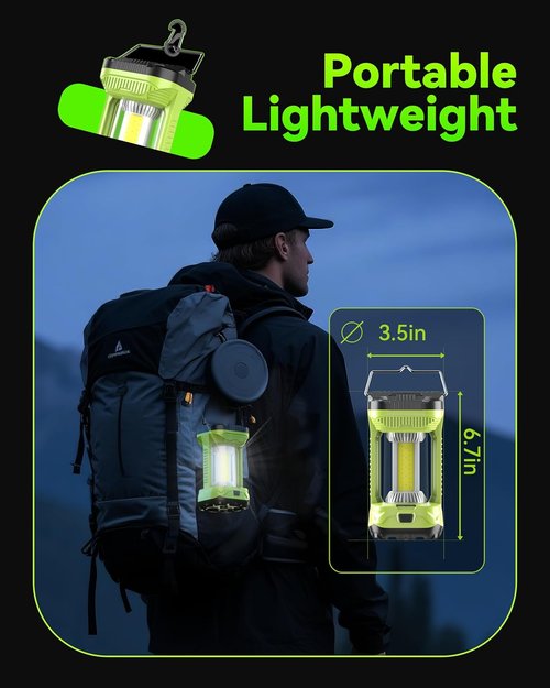AlpsWolf Rechargeable Camping Lantern - 4000mAh Super Bright LED Light | Portable Emergency Lamp - Green