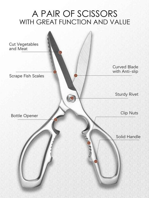 SimCoker Heavy-Duty Kitchen Scissors Forged from Stainless Steel, Kitchen Shears for Food, Ideal Cooking & Culinary Scissors for Meat, Poultry and Vegetables, Dishwasher Safe, 5-Year Warranty