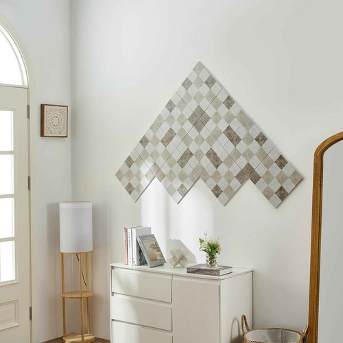Lightomorrow 12-Pack Felt Wall Tiles, Large Bulletin Board with Safe Removable Adhesive Tapes, 11.8 x 11.8in Panels Alternative for Home Wall Decor, Checkered Pattern