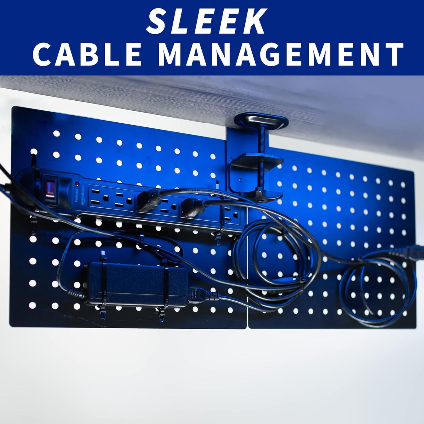 VIVO Steel Clamp-On Desk Pegboard - 12x20 Inch Magnetic Privacy Panel | Black Office Organizer