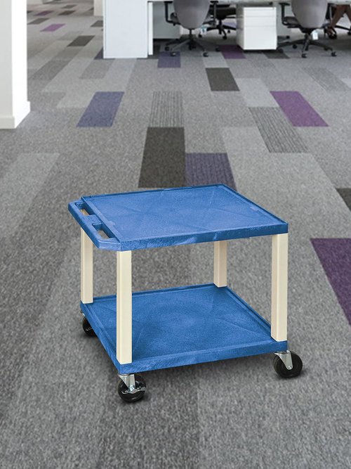 LUXOR WT26BU 26"H AV Cart - Two Shelves - Putty Legs, 4" Silent-Roll, Full-Swivel Heavy-Duty Casters, Two with Locking Brake, Multipurpose Storage for Video Projector, TV, Laptop, Printer Stand