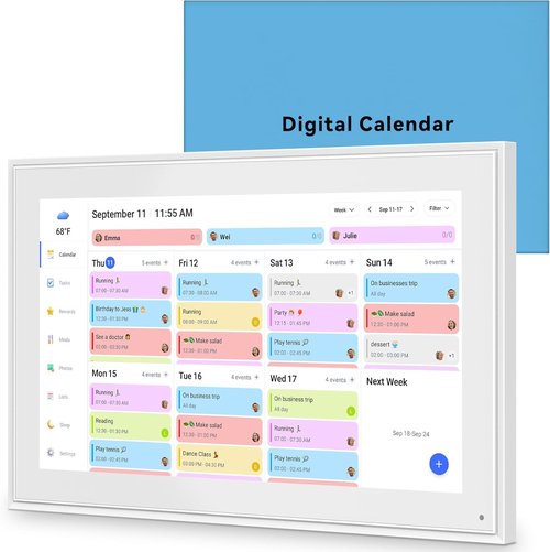 Skiennix 15.6 Inch Digital Calendar Wall Touch Screen | 32GB Smart Family Planner - Mountable Design