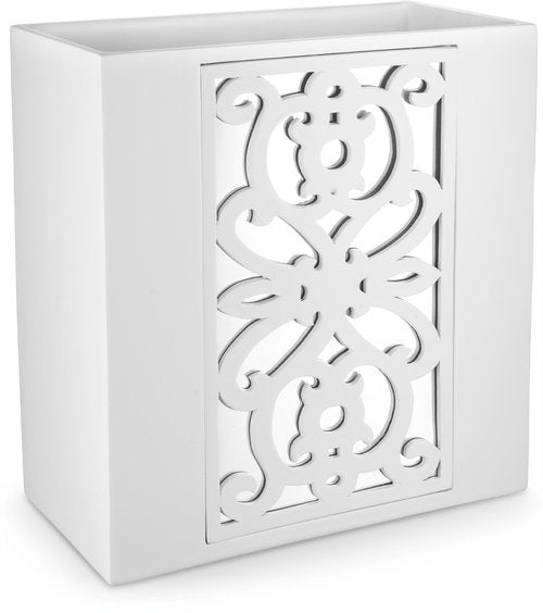 Creative Scents Mirror Janette White Bathroom Trash Can 2.11 Gal / 8L - Decorative Wastebasket - Mirrored Waste Basket for Bathroom, Bedroom, Powder Room Decor