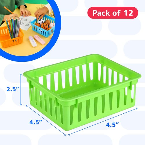 PREXTEX Classroom Storage Baskets - Crayon and Pencil Container - Organization Holder - Shelf & Desk Organizer for Classrooms, Office, Small Desk, and Toy Storage