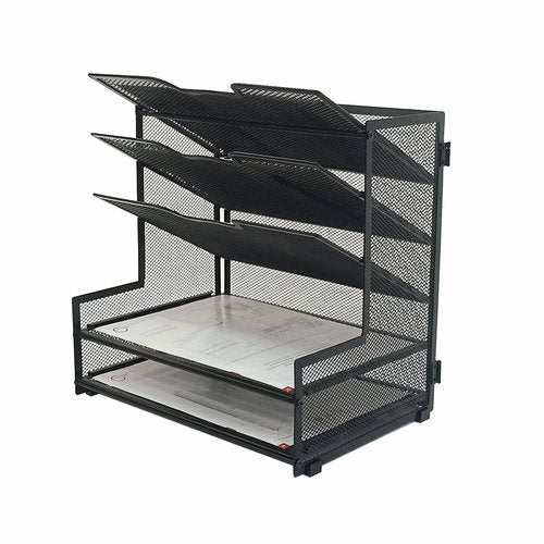 Generic 5-Tier Metal Mesh Desk Organizer, Office File Holder, Paper Organizer for Home Office Furniture, Black