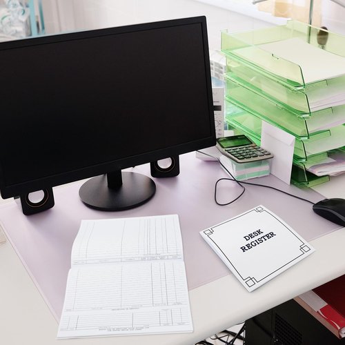 Kosiz 5 Pcs Large Check Registers for Desk Transaction Registers for Business Checks Personal Printed Checkbooks Cover Transaction Executive Ledgers Deskbook Office Supplies 8. 5 x 9. 25 Inch