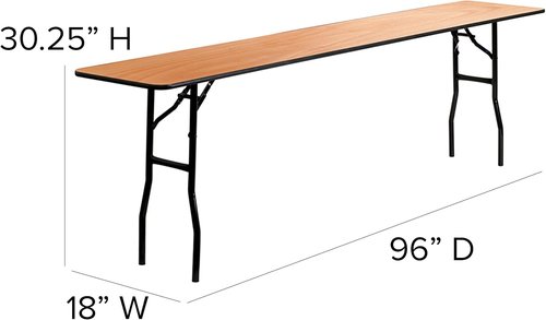 Flash Furniture Gael 8' Rectangular Wood Folding Training Table - Smooth Clear Coated Finish, Natural