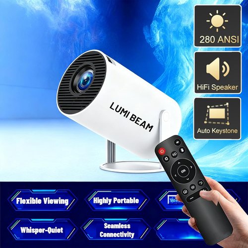 Lumi Beam Portable Mini Projector - 180° Rotation & Auto Keystone for Large-Screen Viewing