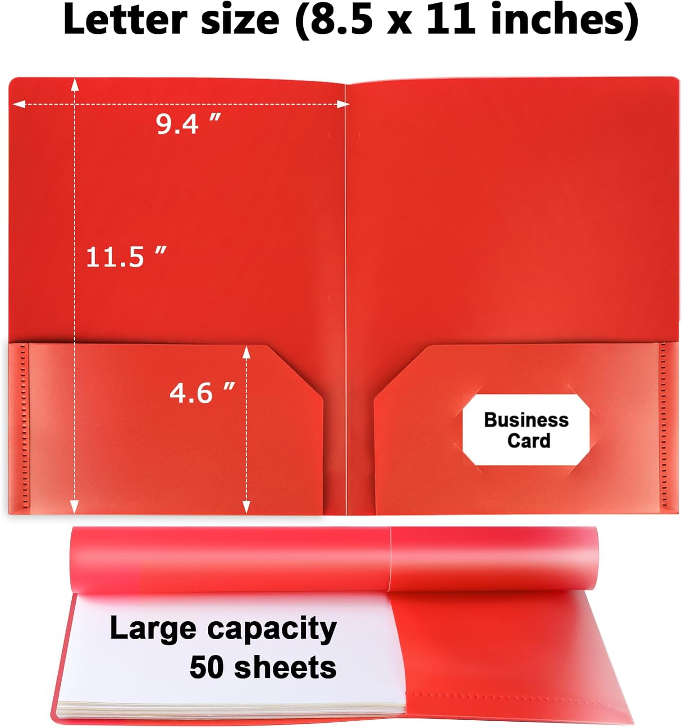 Skiennix Plastic Folders - Heavy Duty Two Pocket Design | 48 Pcs in 6 Vibrant Colors for Office & School