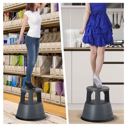 Nightcore Rolling Step Stool Kick Stool Ladder w/Non-Slip Platform Retractable Swivel Casters Firm Rubber Base, Home Appliance Mobile Scooter for Upper Cabinets High Closet, 330 LBS Weight Capacity