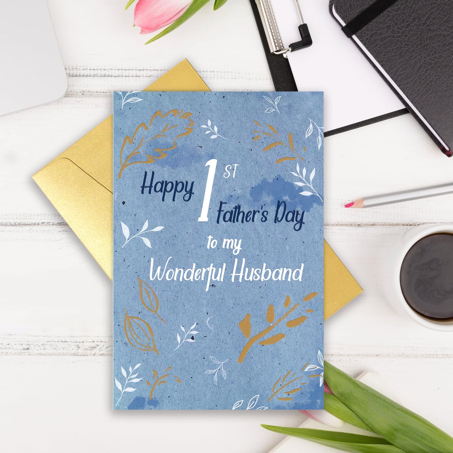 GVMGVM 1st Fathers Day Card for Husband, Romantic First Fathers Day Card for Husband From Wife, Happy 1st Father's Day Cards Gift for Hubby