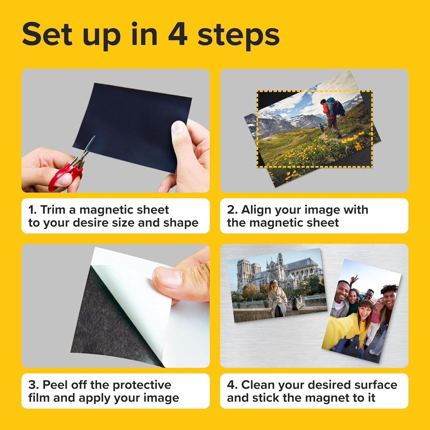 Strong Self-Stick Magnetic Sheets by [Brand Name] - Customizable Adhesive Paper for Photos & Crafts | 10 Pcs (4x6”/10x15cm)
