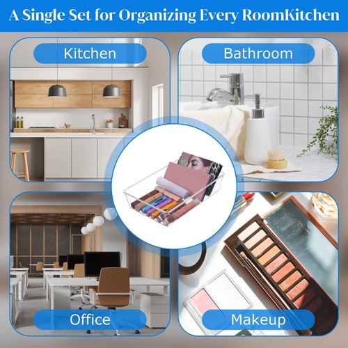 DIVINA VITAE 10Pcs Plastic Storage Drawers 6" x 9" Clear Drawer Organizers Stackable Tray Organizer for Jewelry, Snacks, Office, Bathroom, Bedroom and Kitchen