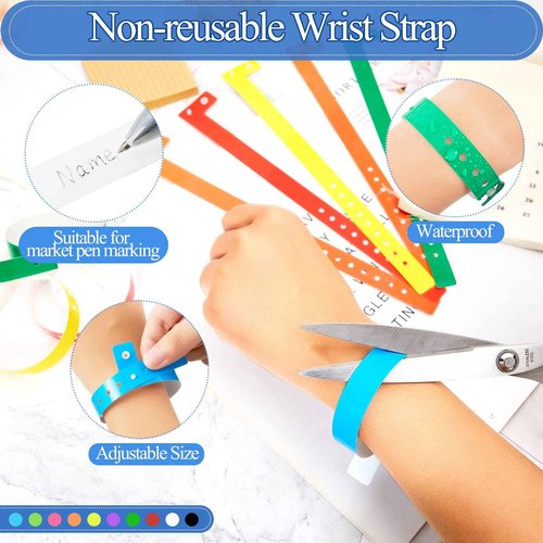 Henoyso 1000 Pcs Plastic Wristbands for Events Plastic Bracelet for Events Multicolor Vinyl Wristband Plastic Arm Band Identification Wristband with Snap for Party Club Festival Music Meeting School