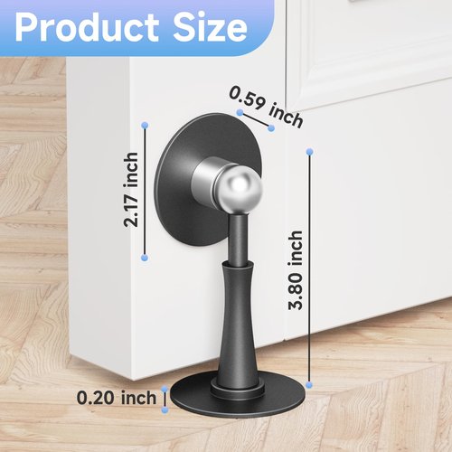 2PCS Strong Magnetic Door Stop, Spring Door Stoppers for Wall, Adhesive & Screw in Magnetic Door Catch, Door Holder to Keep Door Open, 4.2in, Rust-Proof, Black