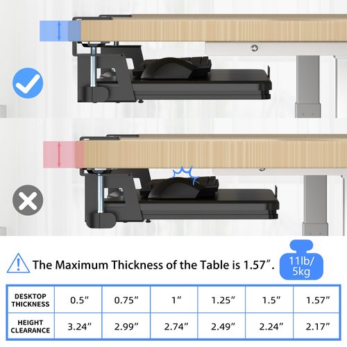 suptek Large Keyboard Tray Under Desk Pull Out with C Clamp Mount, Computer Keyboard & Mouse Tray, 34 (38 Including Clamps) x 11.8 inch Slide-Out Platform Computer Drawer for Typing, Black, DSF1LB