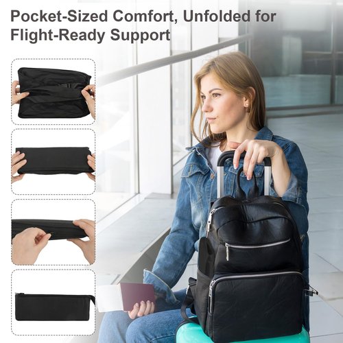 Foot Hammock for Plane Travel, Upgraded Airplane Foot Rest with Memory Foam, Hardboard, Portable Zippered Leg Hammock for Long Flight, Under Desk Footrest, No Collapse Foot Sling, Travel Essentials