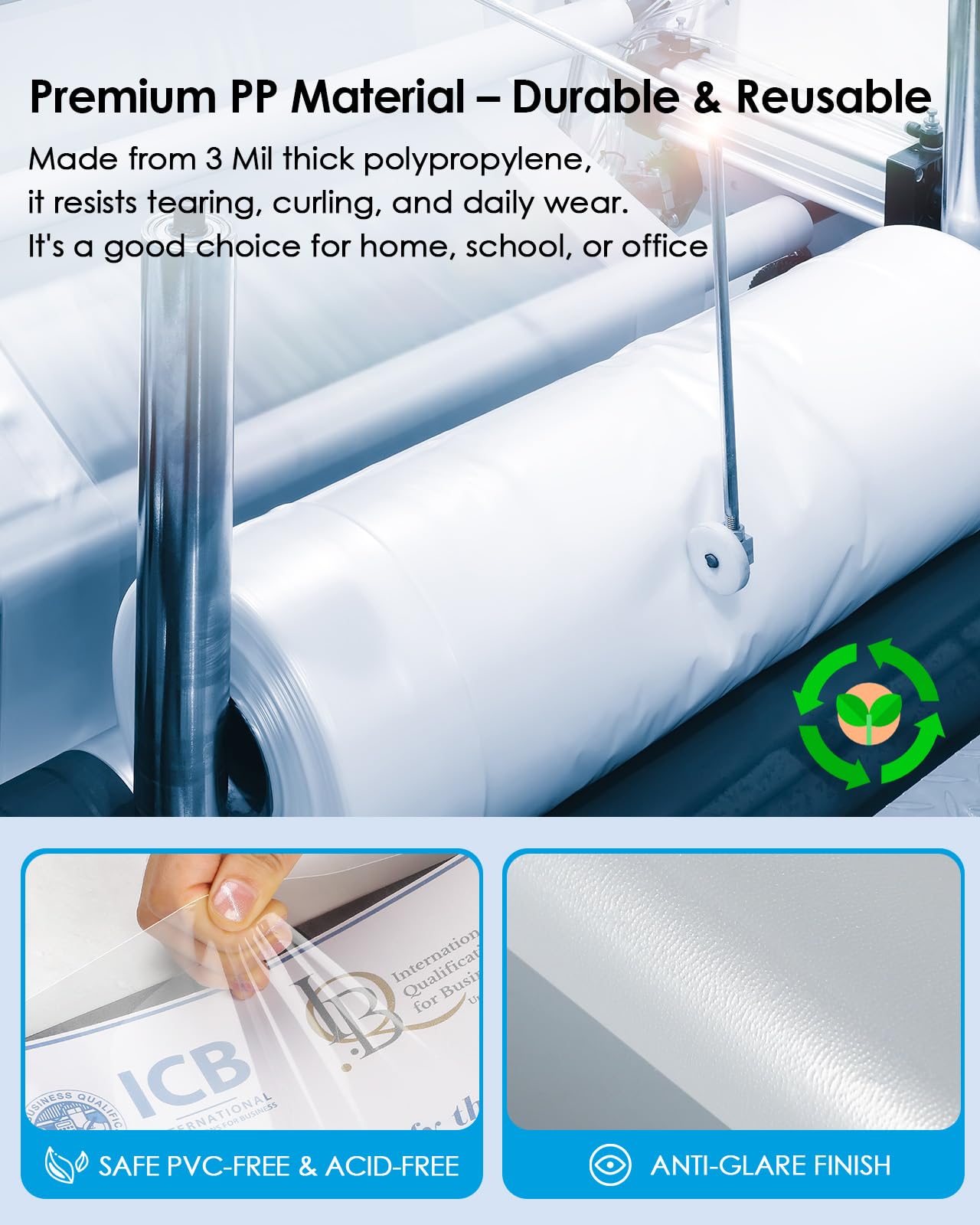 KTRIO 50 Pack Sheet Protectors for 3 Ring Binder, Non Glare Clear Page Protector, Plastic Document Sleeves Fits Standard 8.5 x 11 Paper, Top Loading, Acid Free