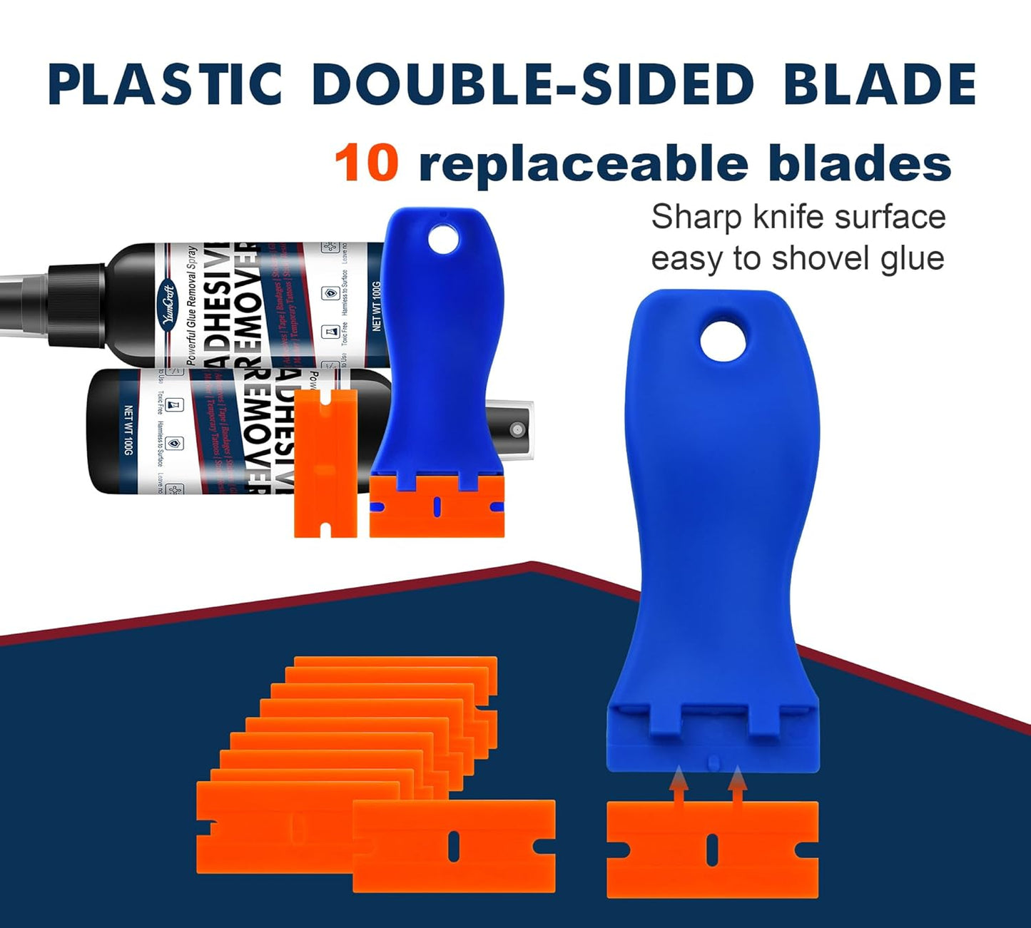 Adhesive Remover Spray by [Brand Name] - 7oz Surface-Safe Glue Remover with Scraper & Blades for Car, Glass, Walls & More