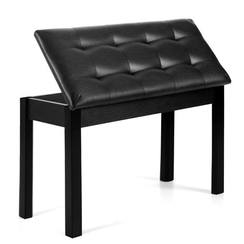 DEARJAG Piano Chair with Storage Piano Stool and Upholstery Wooden Keyboard Piano Duet Seat, Waterproof and Non-Slip, Black