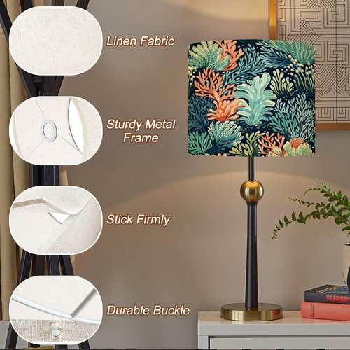 Coastal Lampshades Lamp Shades set of 2 Oceanic Exquisite Underwater Weave Coral Reef Pattern Light Shade for Table Lamps Floor Lamps Drum Lamp Shades Lampshade Replacement