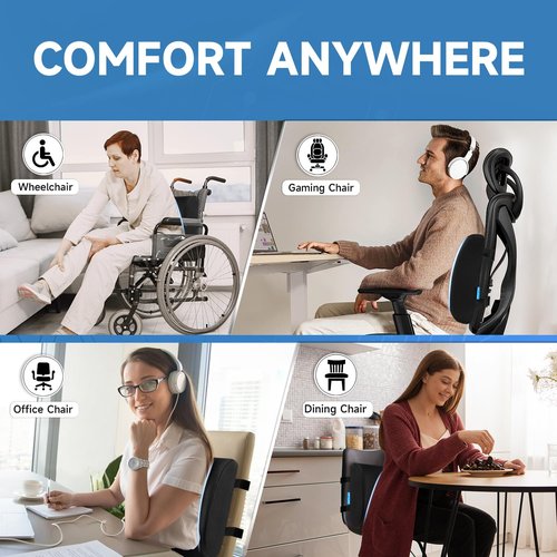 QUTOOL Lumbar Support Pillow and Seat Cushion for Office Chair
