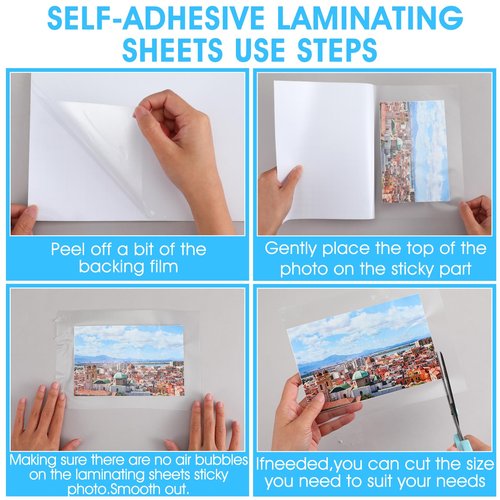 100 Pcs Matte Self Adhesive Laminating Sheets, 8.4 x 12.2 Inches Matte Finish Self Sealing Lamination Sheets, Clear Laminating Sheets No Machine Needed Self Sealing Laminate Sheets