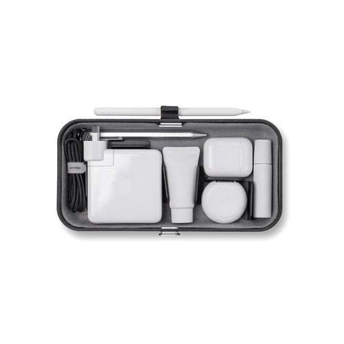 Orbitkey Nest V2 | Portable and Customizable Desk Organizer Case with Buit-in Wireless Charger | Polycarbonate Shell with Nylon Poly Melange Fabric and Zinc Alloy (Black)