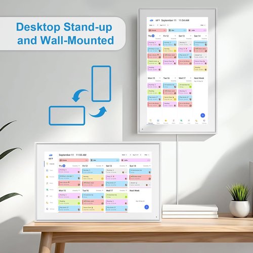 Skiennix 15.6 Inch Digital Calendar Wall Touch Screen | 32GB Smart Family Planner - Mountable Design
